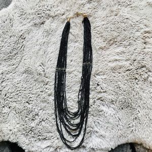 Black beaded, layered necklace